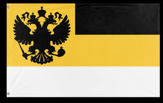 A mockup of the custom flag 'Russian Empire 1858 Eagle Flag' on a white background