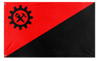 A mockup of the custom flag 'Anarcho-syndicalism  Flag' on a white background