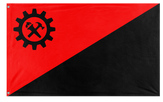 A mockup of the custom flag 'Anarcho-syndicalism  Flag' on a white background