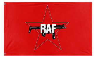 A mockup of the custom flag 'Red Army Faction flag' on a white background