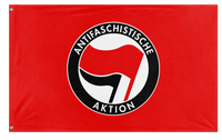 A mockup of the custom flag 'Anti-Fascist Flag' on a white background