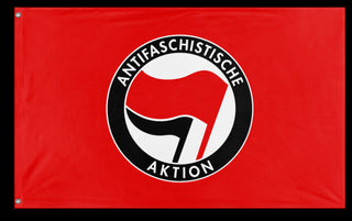 A mockup of the custom flag 'Anti-Fascist Flag' on a white background