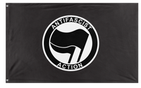 A mockup of the custom flag 'Anti-Fascist Flag' on a white background
