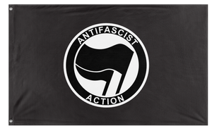 A mockup of the custom flag 'Anti-Fascist Flag' on a white background