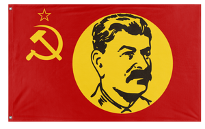 A mockup of the custom flag 'Stalin Flag' on a white background