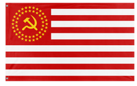 A mockup of the custom flag 'Socialist America Flag' on a white background