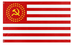 A mockup of the custom flag 'Socialist America Flag' on a white background