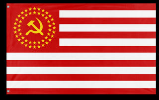 A mockup of the custom flag 'Socialist America Flag' on a white background