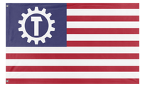 A mockup of the custom flag 'Socialist USA Flag' on a white background