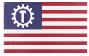 A mockup of the custom flag 'Socialist USA Flag' on a white background