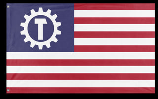 A mockup of the custom flag 'Socialist USA Flag' on a white background