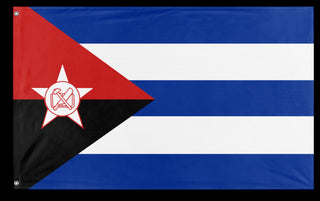 A mockup of the custom flag 'Socialist Cuba Flag' on a white background