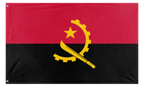 A mockup of the custom flag 'Socialist Angola Flag' on a white background