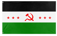 A mockup of the custom flag 'Socialist Syria Flag' on a white background