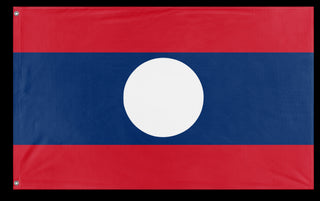 A mockup of the custom flag 'Socialist Laos Flag' on a white background