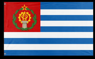 A mockup of the custom flag 'Socialist Greece Flag' on a white background