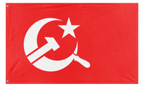 A mockup of the custom flag 'Socialist Turkey Flag' on a white background