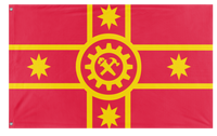 A mockup of the custom flag 'Socialist Australia Flag' on a white background