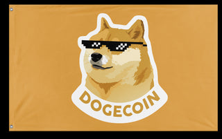 A mockup of the custom flag 'Crypto Doge Flag' on a white background