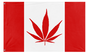 A mockup of the custom flag 'Canada Weed Flag' on a white background