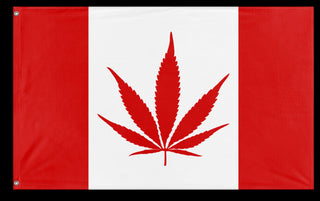 A mockup of the custom flag 'Canada Weed Flag' on a white background