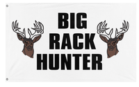 A mockup of the custom flag 'Big Rack Hunter flag' on a white background