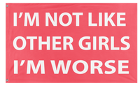 A mockup of the custom flag 'Not Like Other Girls Flag' on a white background