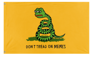 A mockup of the custom flag 'Don't Tread On Memes Flag' on a white background