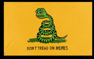 A mockup of the custom flag 'Don't Tread On Memes Flag' on a white background