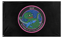 A mockup of the custom flag 'Kekistani /pol/ Flag' on a white background