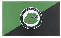 A mockup of the custom flag 'Prokekistani Action flag' on a white background