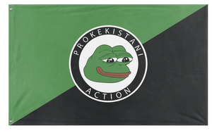 A mockup of the custom flag 'Prokekistani Action flag' on a white background