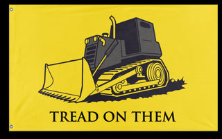 A mockup of the custom flag 'Killdozer Tread On Them Flag' on a white background