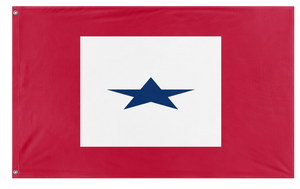 A mockup of the custom flag 'Flag in support of active duty flag' on a white background