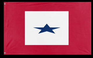 A mockup of the custom flag 'Flag in support of active duty flag' on a white background