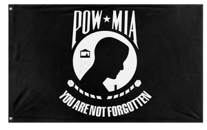 A mockup of the custom flag 'Flag of the missing soldier flag' on a white background