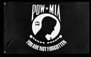 A mockup of the custom flag 'Flag of the missing soldier flag' on a white background