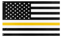 A mockup of the custom flag 'Thin Gold Line Flag' on a white background