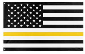A mockup of the custom flag 'Thin Gold Line Flag' on a white background