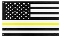 A mockup of the custom flag 'Thin Yellow Line Flag' on a white background