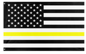 A mockup of the custom flag 'Thin Yellow Line Flag' on a white background