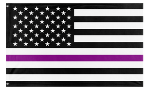 A mockup of the custom flag 'Thin Purple Line Flag' on a white background