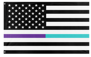 A mockup of the custom flag 'Thin Teal Line Flag' on a white background