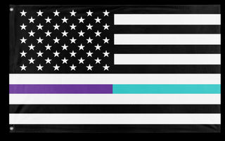 A mockup of the custom flag 'Thin Teal Line Flag' on a white background