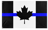 A mockup of the custom flag 'Thin Blue Line Canada Flag' on a white background