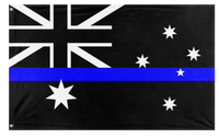 A mockup of the custom flag 'Thin Blue Line Australia Flag' on a white background