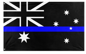 A mockup of the custom flag 'Thin Blue Line Australia Flag' on a white background