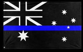 A mockup of the custom flag 'Thin Blue Line Australia Flag' on a white background