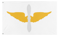 A mockup of the custom flag 'US Army Aviation Branch Flag' on a white background