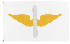 A mockup of the custom flag 'US Army Aviation Branch Flag' on a white background